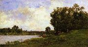 Charles-Francois Daubigny Cattle on the Bank of a River Spain oil painting reproduction